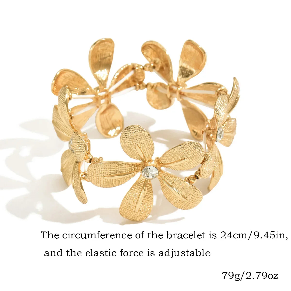 Wholesale  Stretch Bangle Bohemian Flower Rhinestone Bracelet