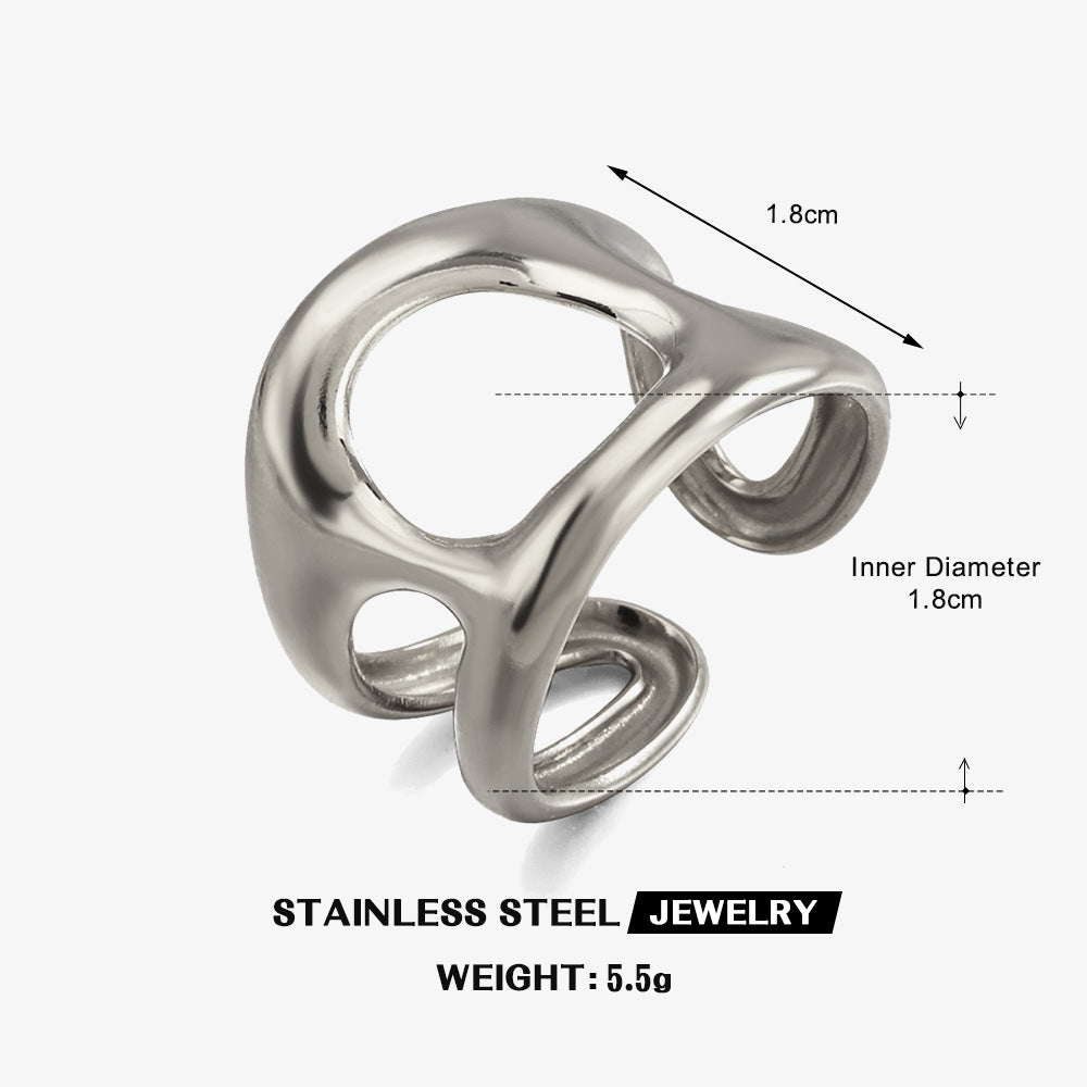 Wholesale Stainless Steel Gold Electroplated Geometric Cut Out Ring Women Fashion Accessory