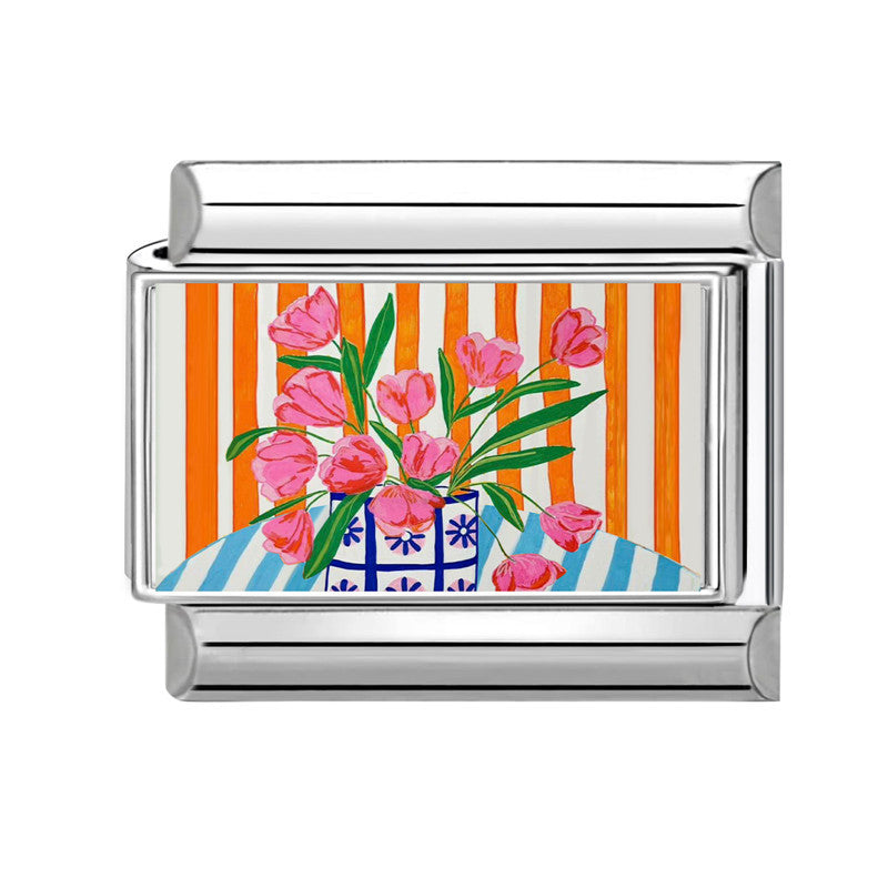 Wholesale  Italian Charm Bracelet 9mm DIY Fresh Floral-Themed  Creative Stainless Steel Composable Bracelet