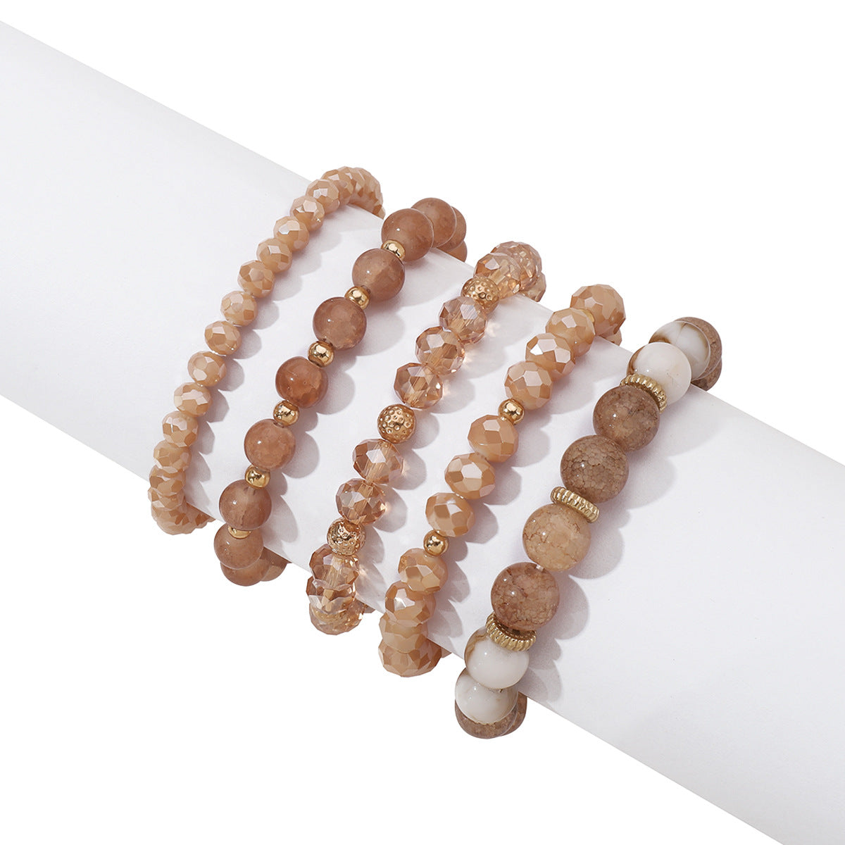 Wholesale  Bohemian Rice Bead Bracelet Contrast Color Overlapping Bracelet suit