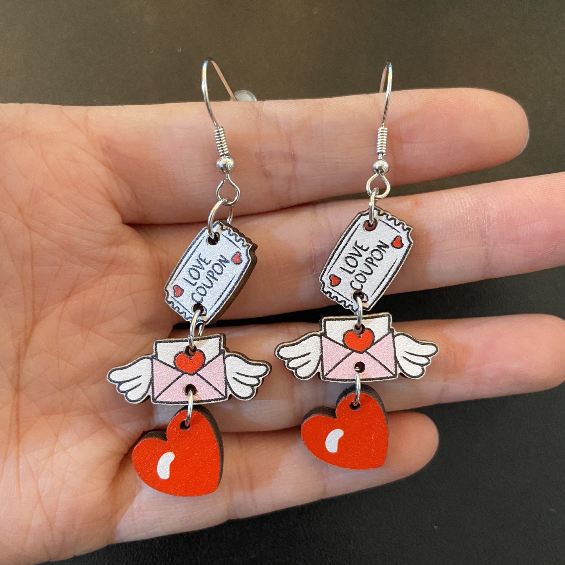 Wholesale Valentine's Day Pink Heart Cake Chocolate Earrings ACC-ES-XueP036