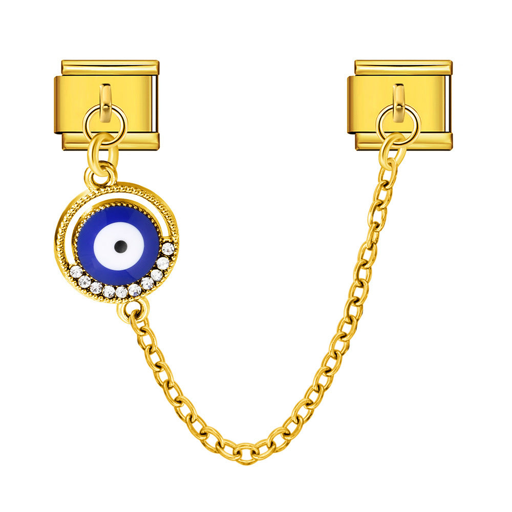 Wholesale  Italian Charm Bracelet 9mm DIY Devil' s Eye Hook Creative Stainless Steel Composable Bracelet
