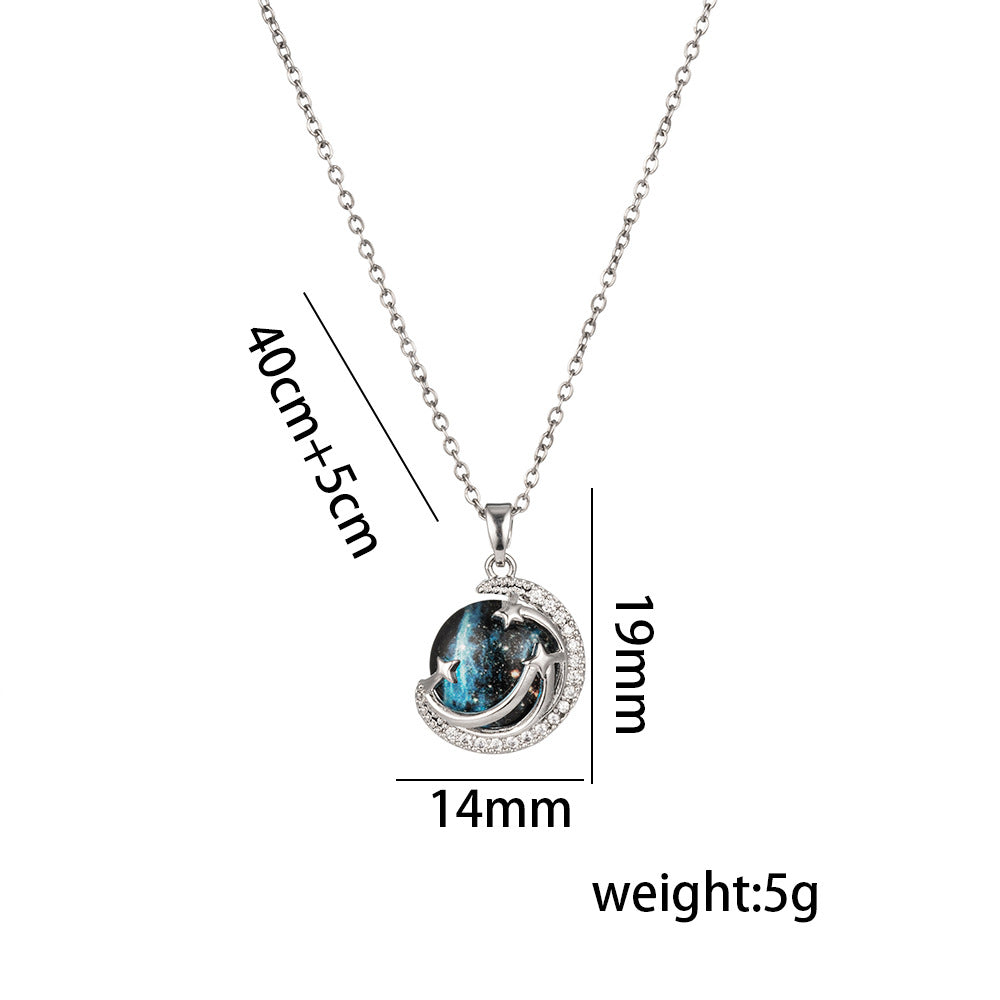 Wholesale Titanium Steel Necklace Planet Starry Sky Necklaces Clavicle Chain ACC-NE-Kucai002