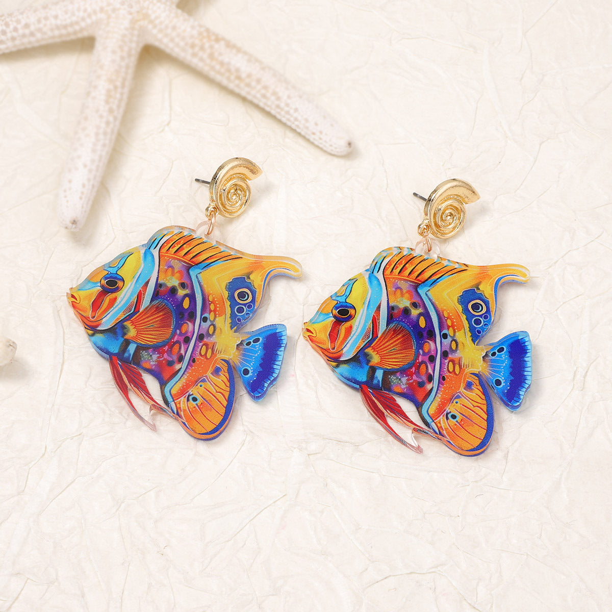 Wholesale Acrylic Blue Fish Drop Earrings Ocean Vacation Theme Boutique Resale Jewelry Accessory