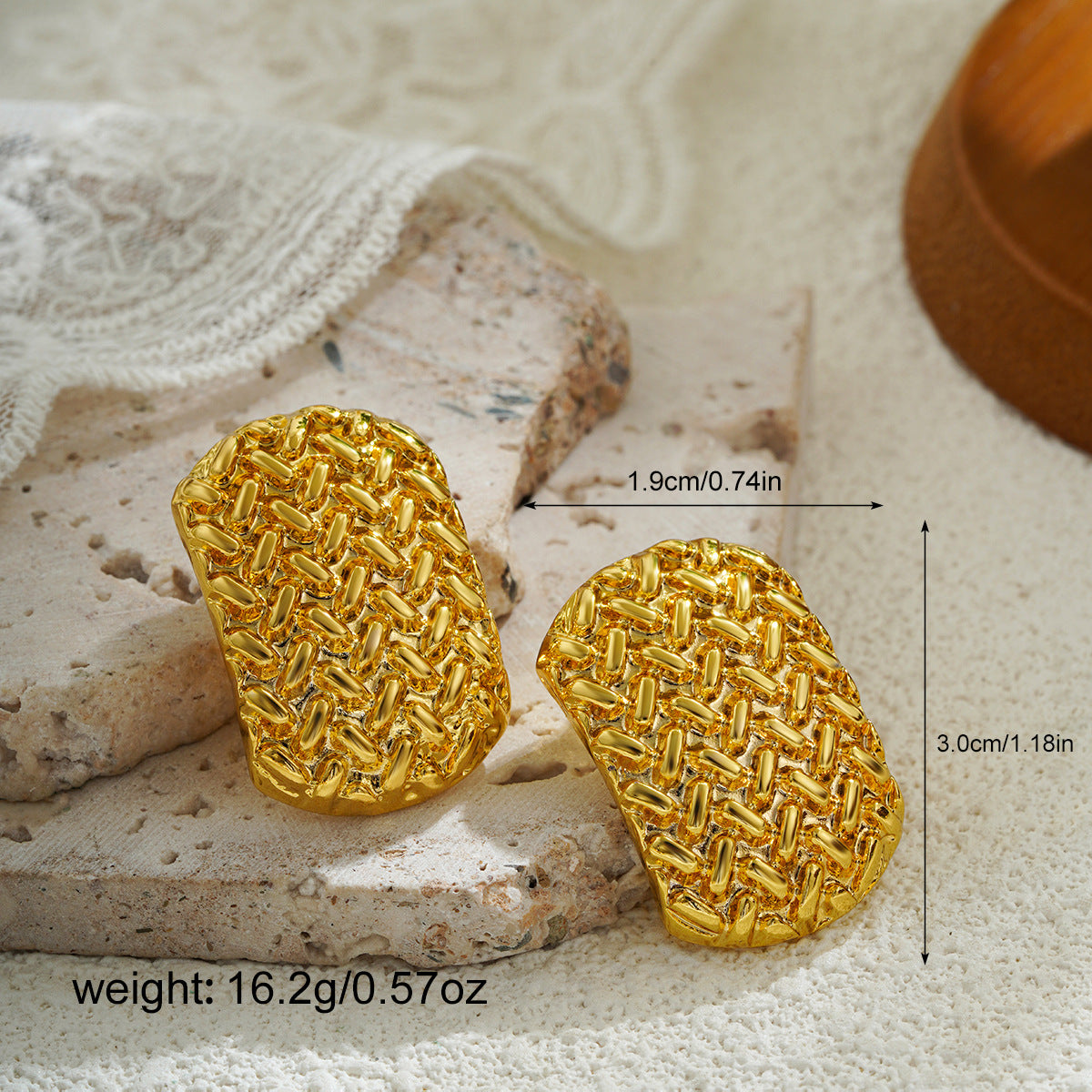 Wholesale 18K gold retro exaggerated large earrings knot woven geometric earrings