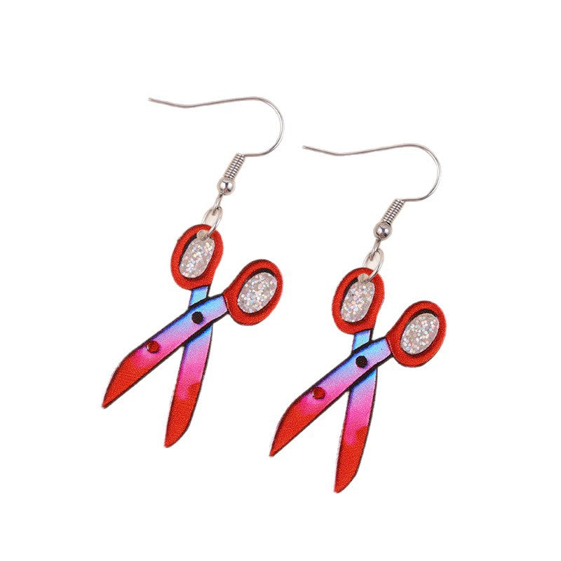 Wholesale Halloween Earrings Contrasting Color Scissors Ax Acrylic Earrings