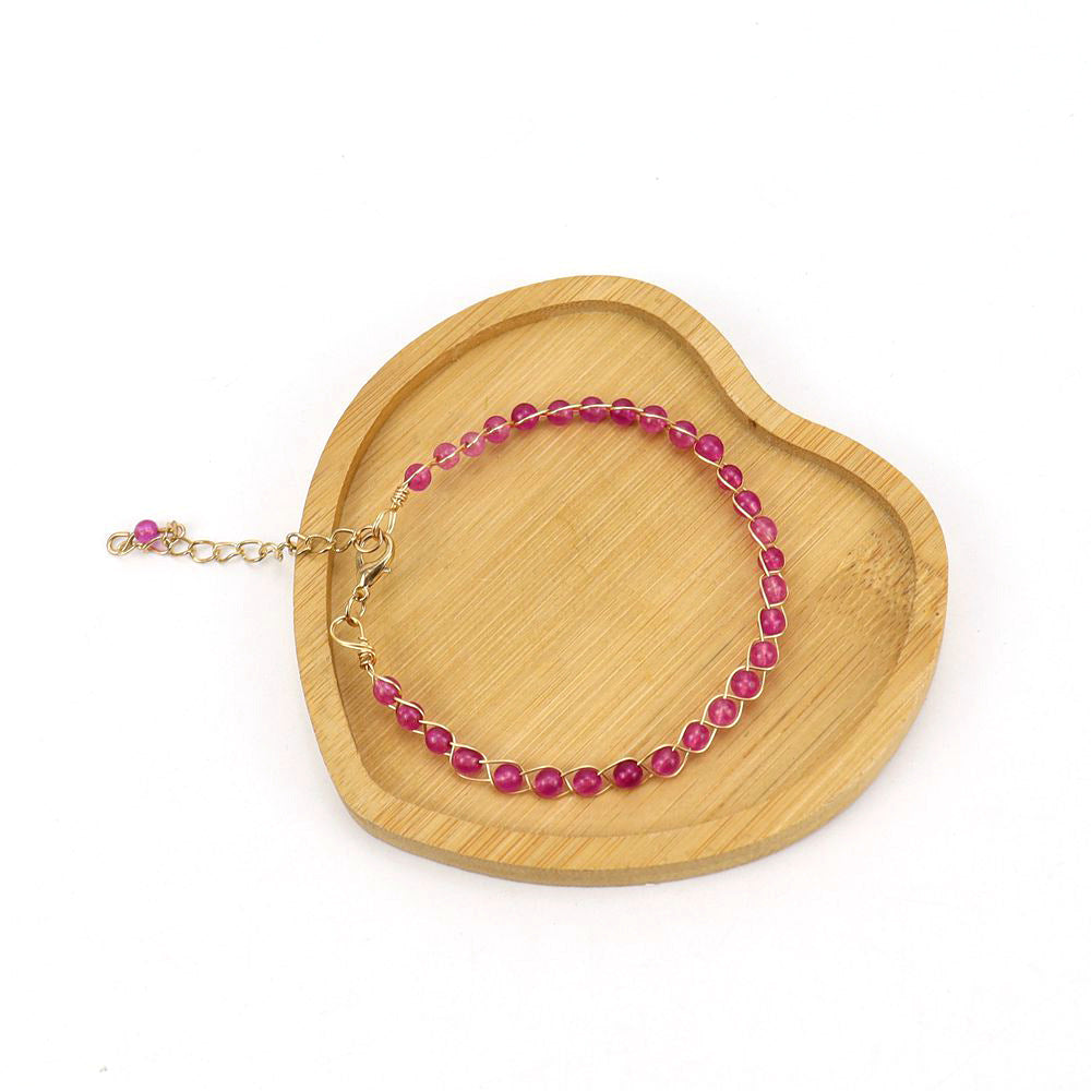 Wholesale Handmade Gold Wrapped Red Agate Crystal Bracelet Fashion Jewelry Accessory for Women Gift