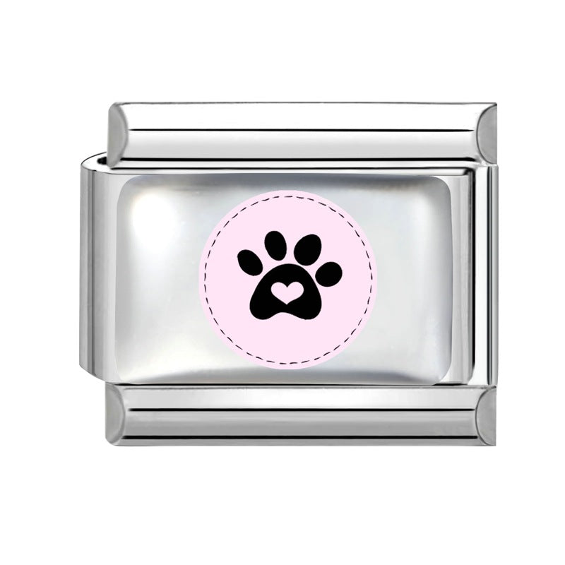 Wholesale Stainless Steel Paw Print Heart Charm For DIY Bracelet Jewelry Making