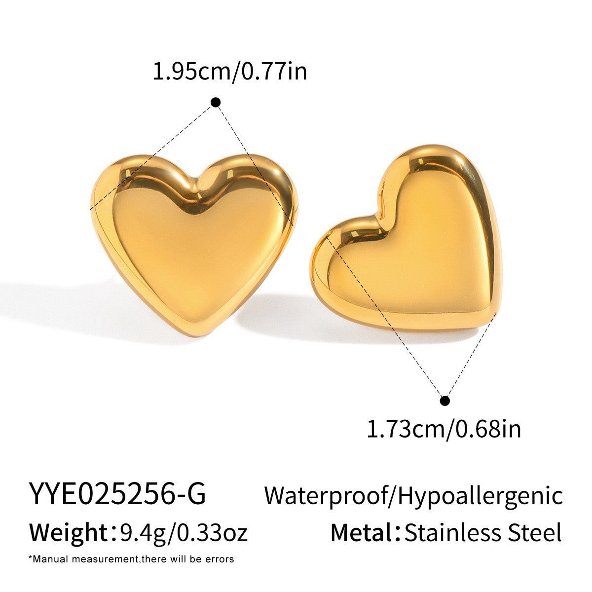 Wholesale Stylish Heart-Shaped Earrings Set PVD Stainless Steel 18K Gold Tone Fashion Accessory for Gift