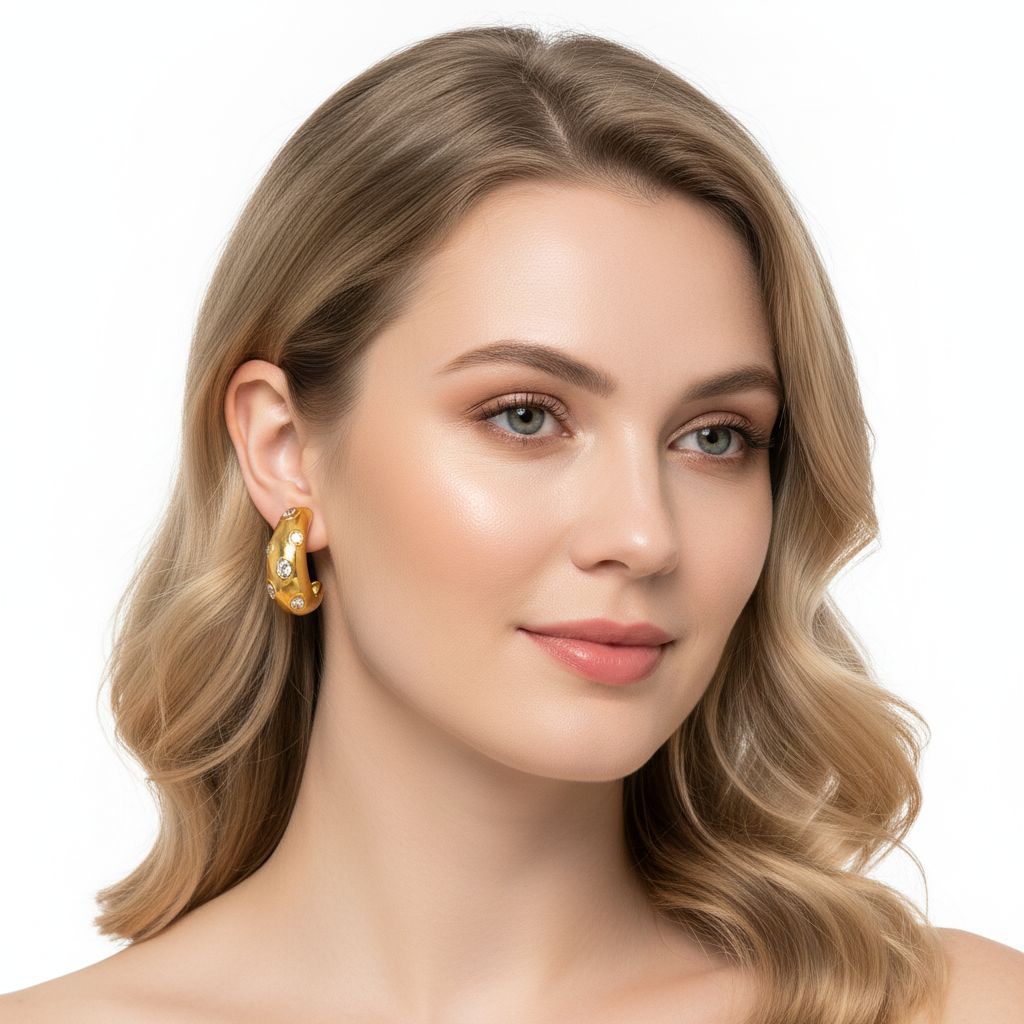 Wholesale Stainless steel stud earrings with a light luxury feeling and colorful diamonds