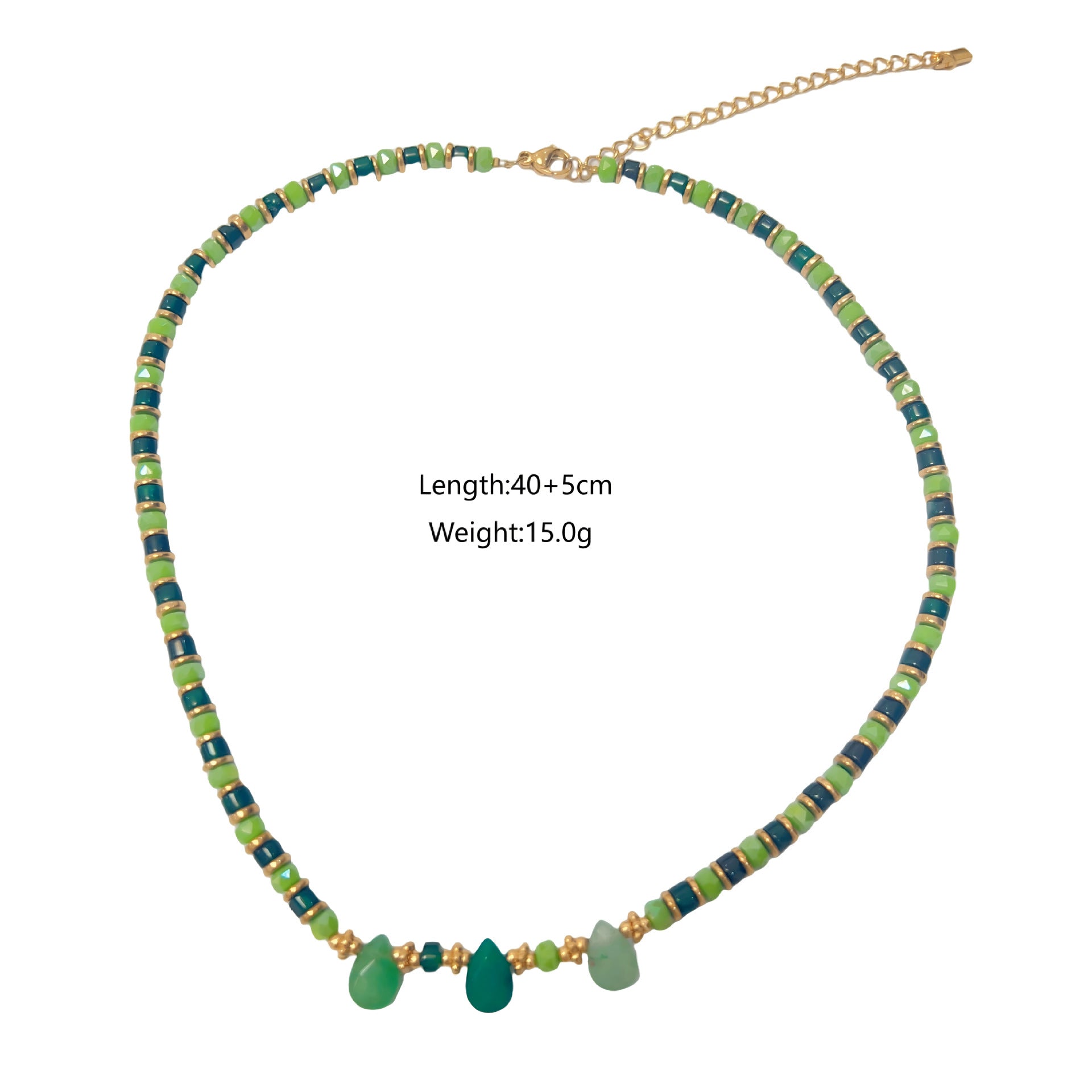 Wholesale Natural Stone Steel Beaded Necklace  Moon Pendant Stainless steel Necklace