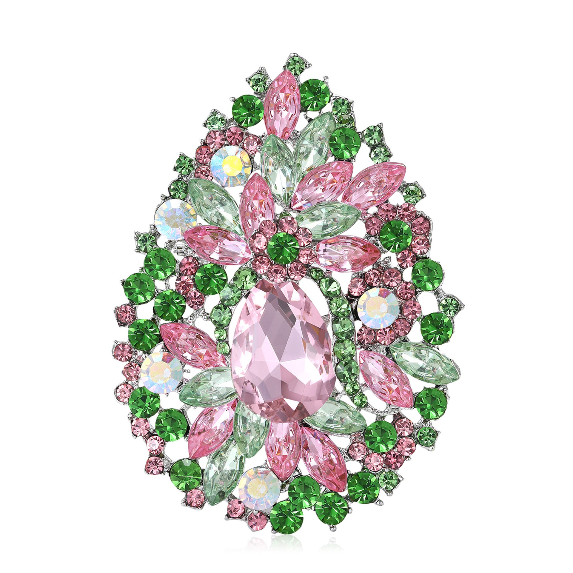 Wholesale Pink Green Floral Crystal Glass Brooch Women S Decorative Fashion Gift