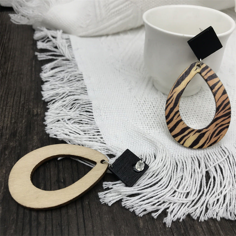Wholesale Vintage Boho Leopard Zebra Print Wooden Earrings ACC-ES-FX008