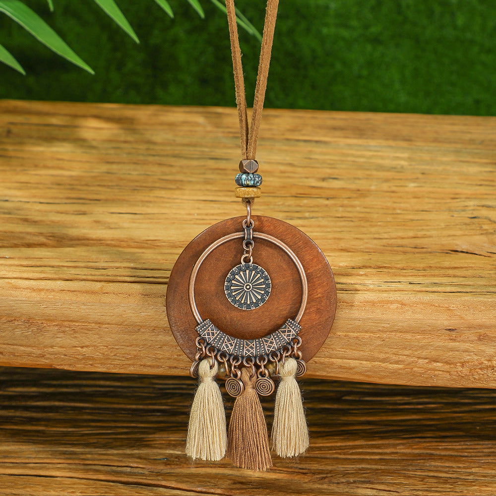 Wholesale Alloy Bohemian Handmade Braided Tassel Earrings Retro Ethnic Style Fashion Accessory