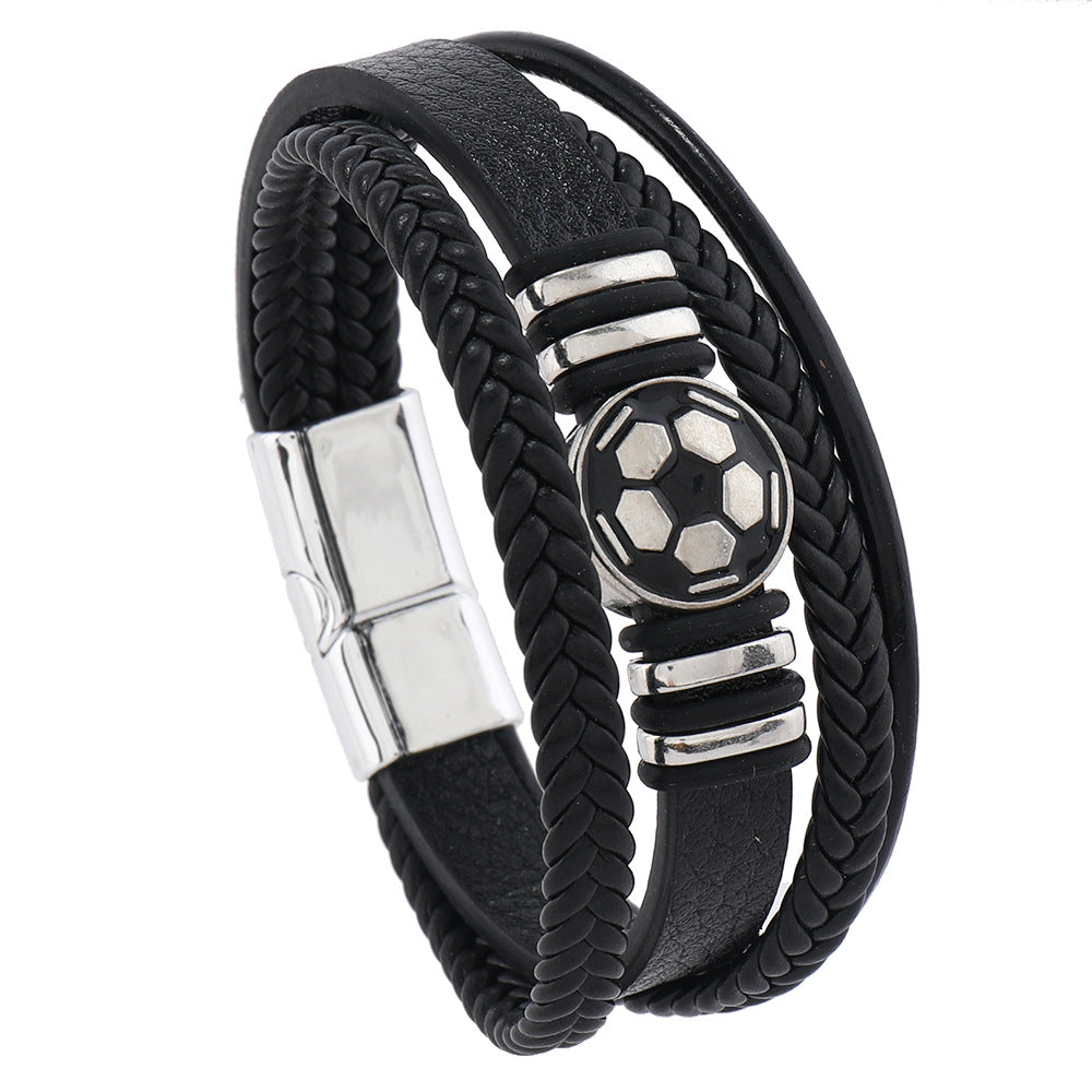 Wholesale Leather multi-layered football bracelet