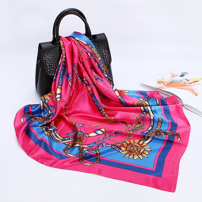 Wholesale 90cm Printed  Silk Women' s Large Square Scarf