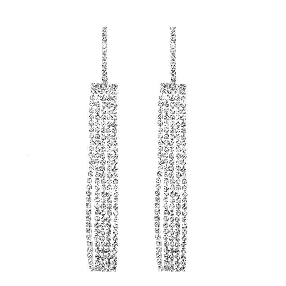 Wholesale Light Luxury Exaggerated Tassel Rhinestone Earrings ACC-ES-MY031