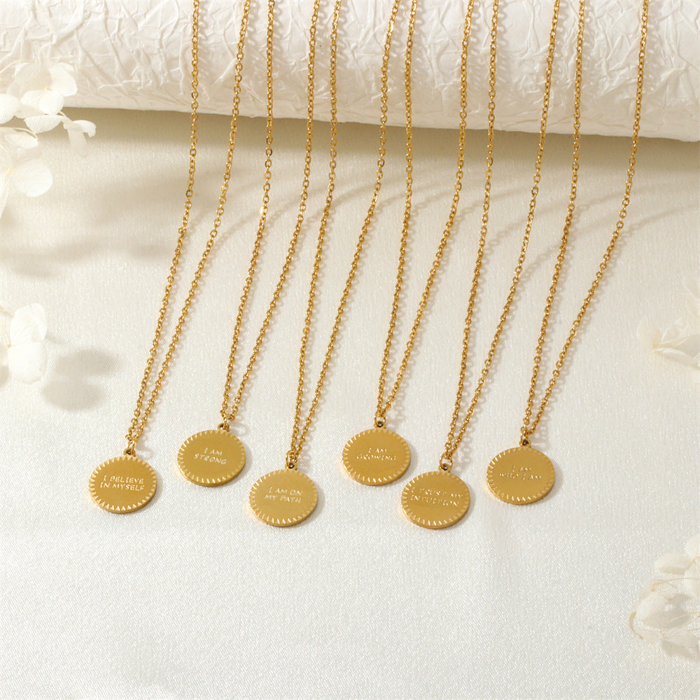 Wholesale Letter element medal anniversary blessing non-fading titanium steel necklace