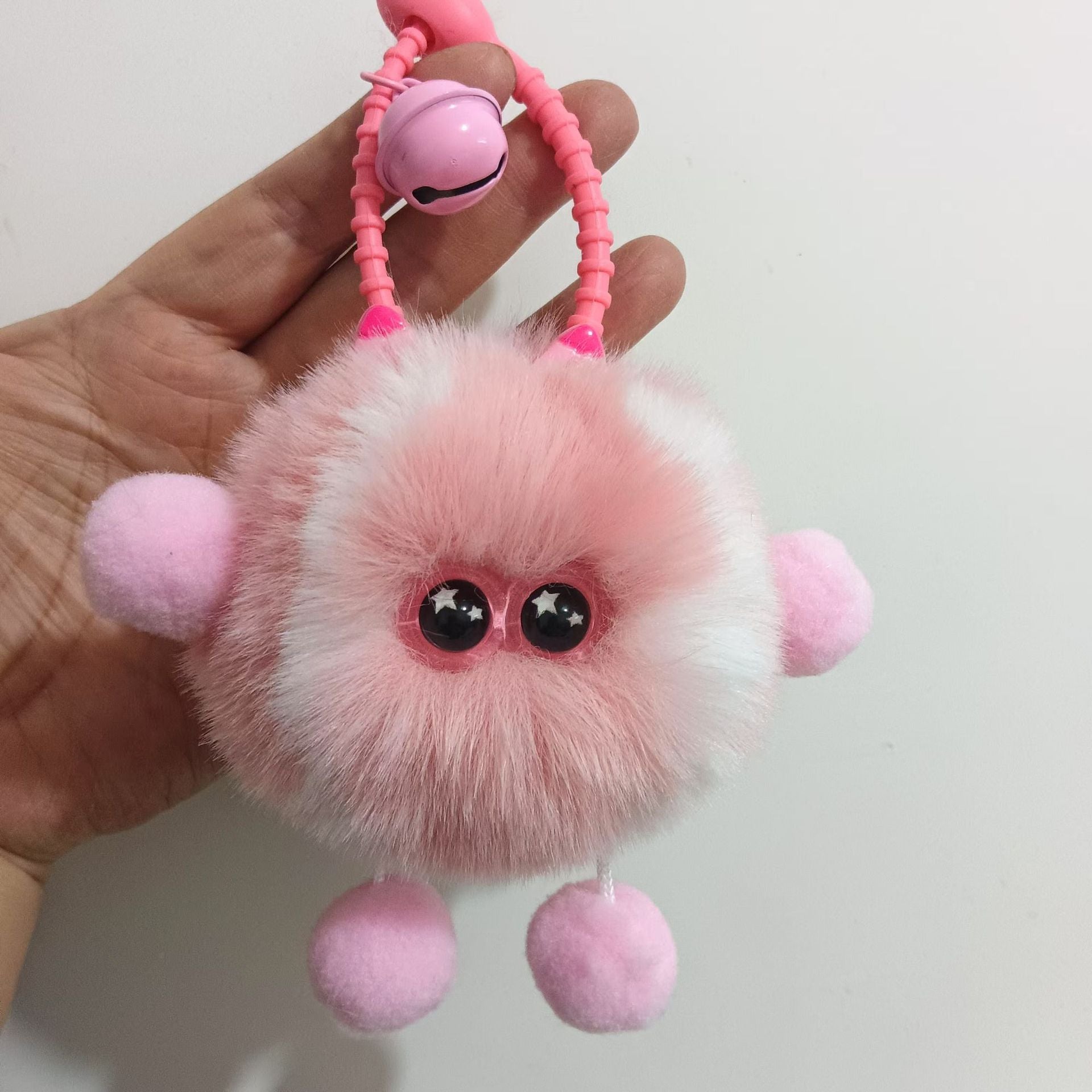 Wholesale cute little tennis ball rex rabbit fur keychain