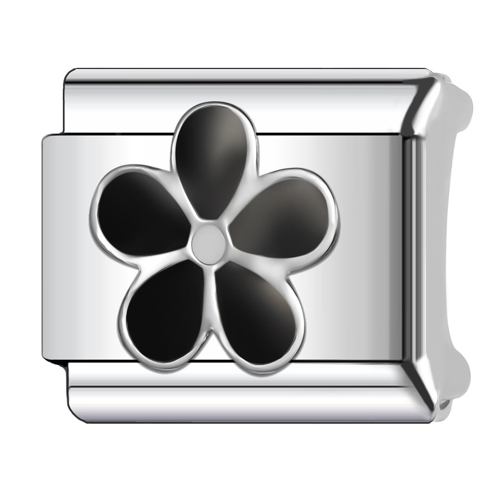 Wholesale Italian Charm Bracelet 9mm DIY Splicing Flower Series Stainless Steel Composable Bracelet