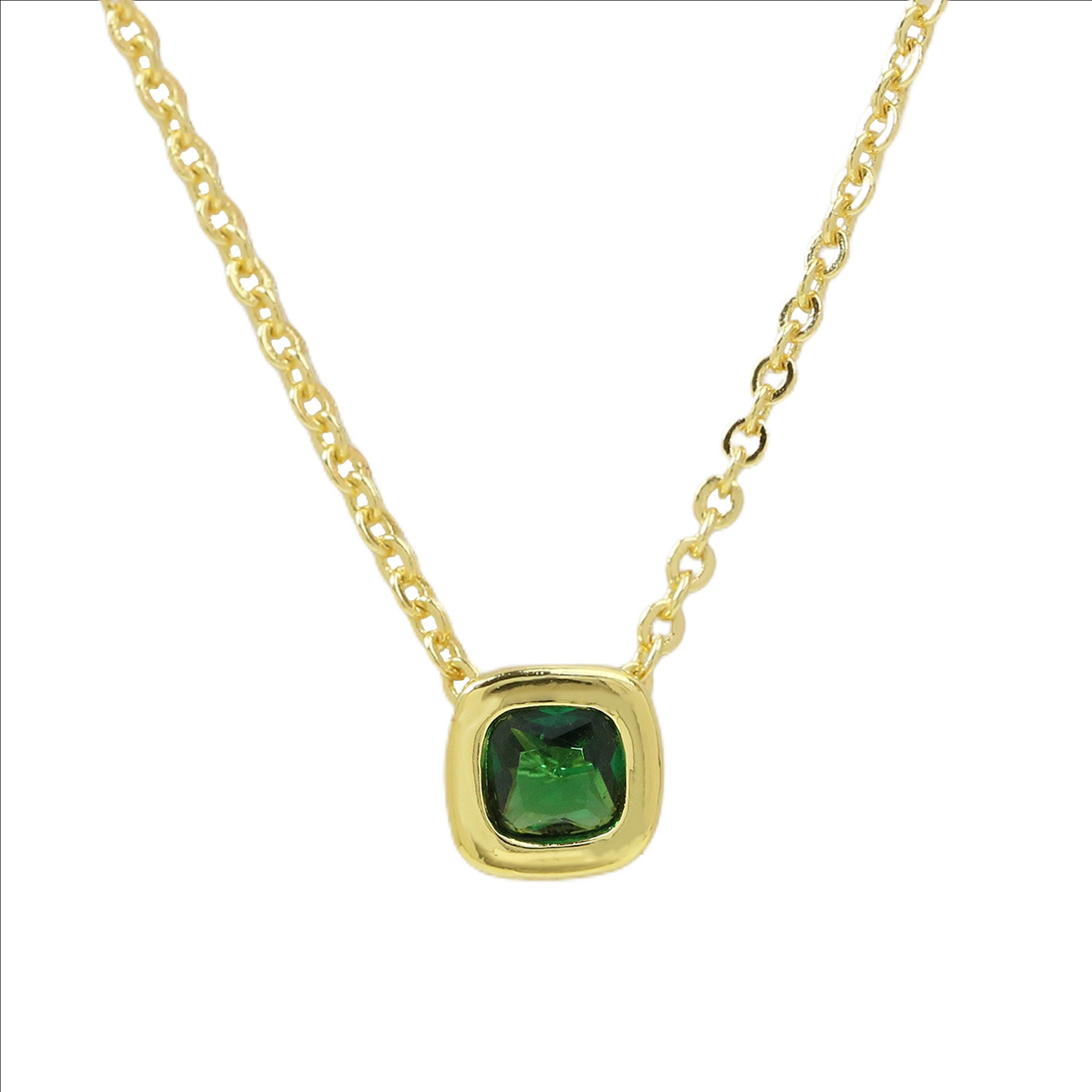 Wholesale Colorful geometric square zircon clavicle pendant necklace