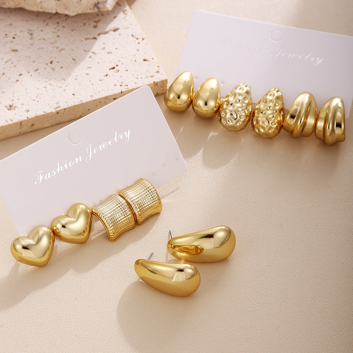 Wholesale Heart-shaped teardrop earring set