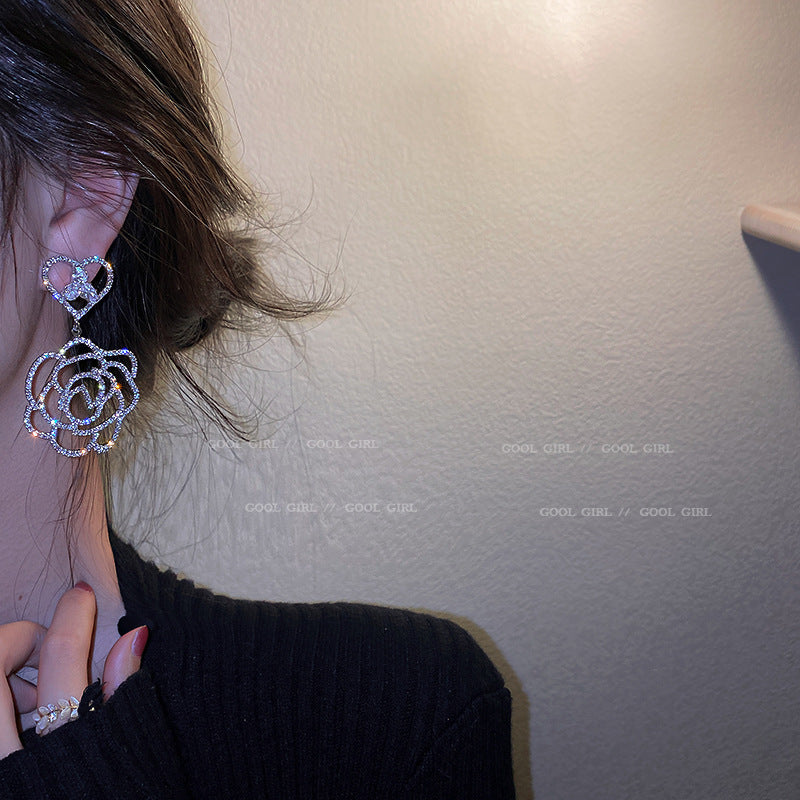 Wholesale 925 Silver Needle  Exaggerated Temperament Full Diamond Earrings