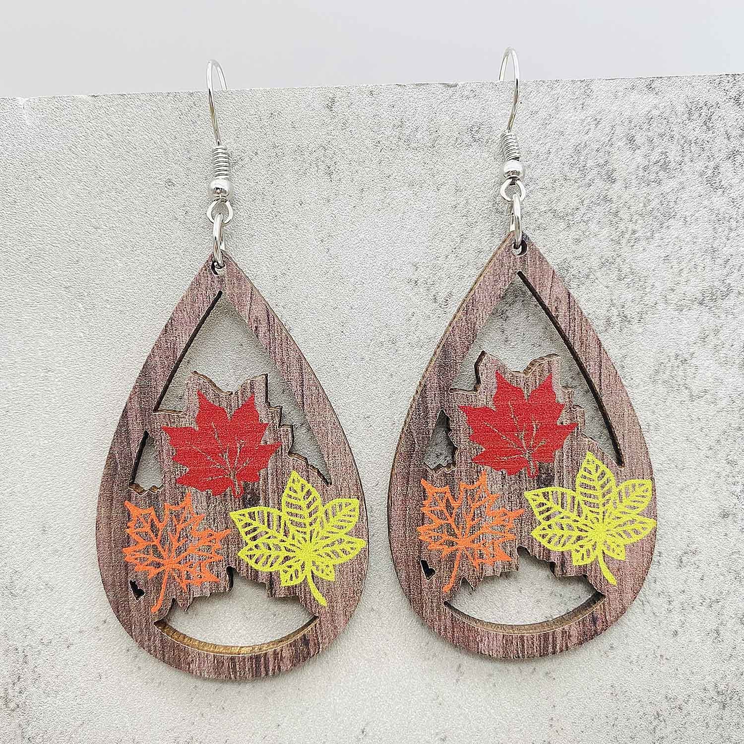 Großhandel Herbst Thanksgiving Holzohrringe