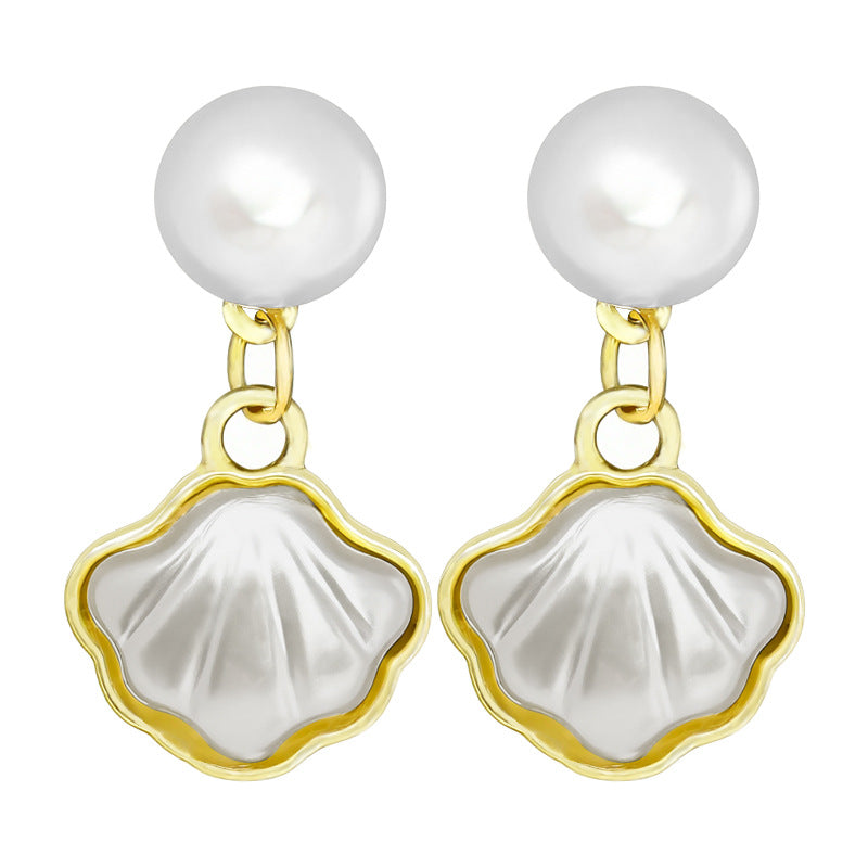 Wholesale French Style Shell Design Earrings,  Trendy Alloy Jewelry Accessory for Women Everyday Wear