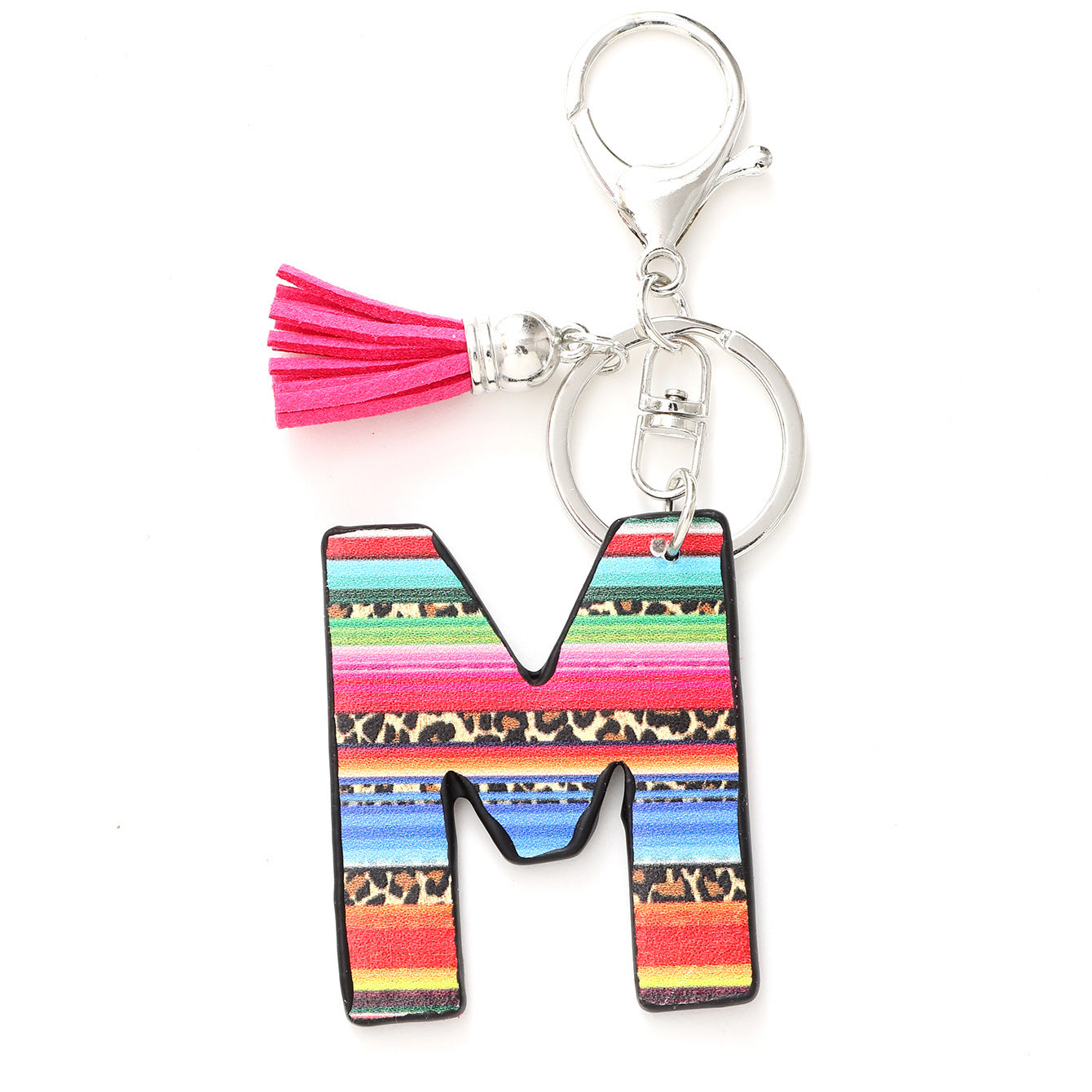 Wholesale Western Style Aztec Leopard Leather Letter Tassel Keychain ACC-KC-YTian009
