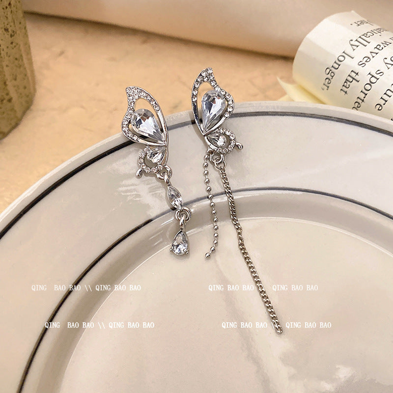 Wholesale Shiny Pearl Bow Tassel Butterfly Copper S925 Silver Needle Earrings Pearl Earrings Bow Earrings ACC-ES-LvSha003