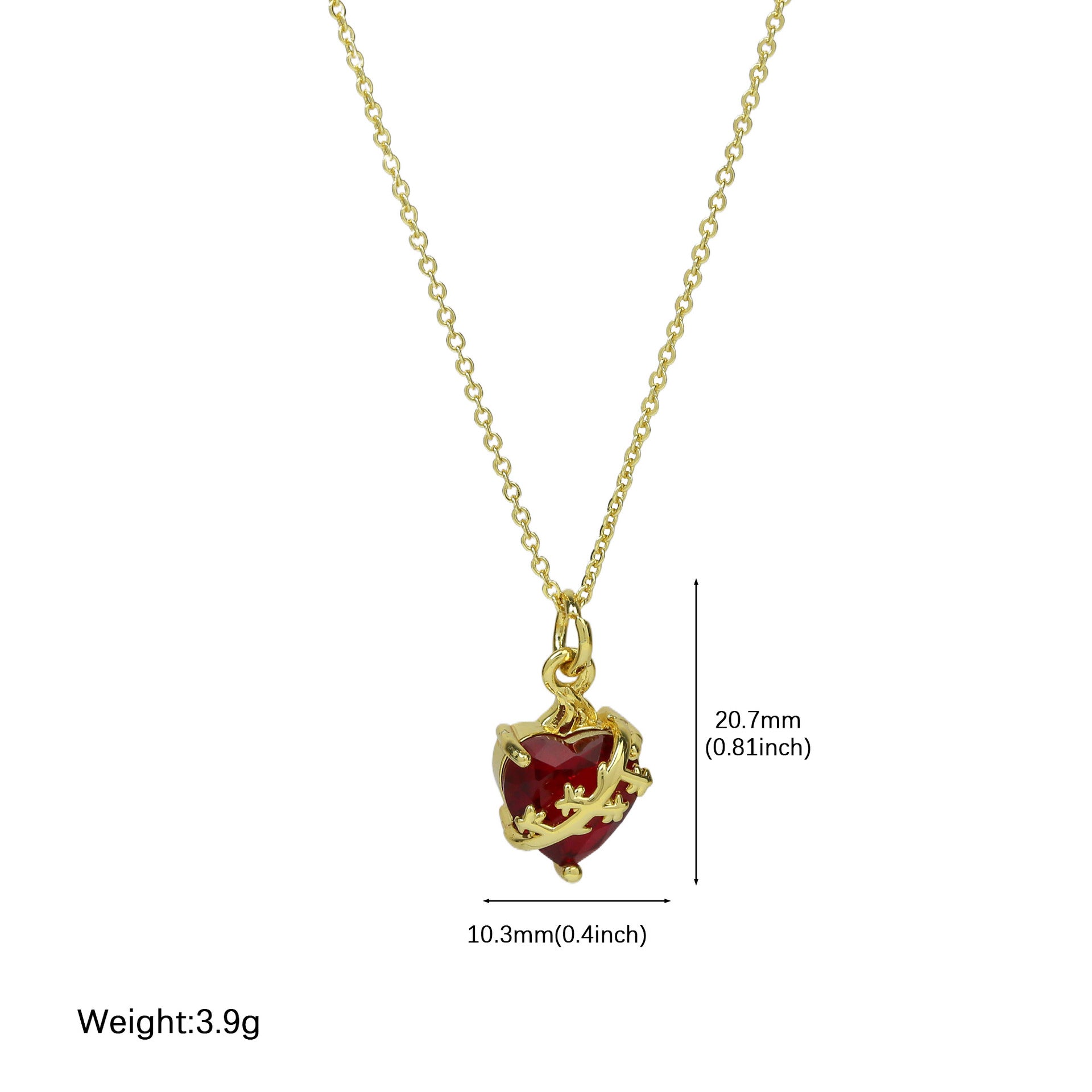 Wholesale  fashion brass red heart heart-shaped sacred heart lady pendant clavicle chain