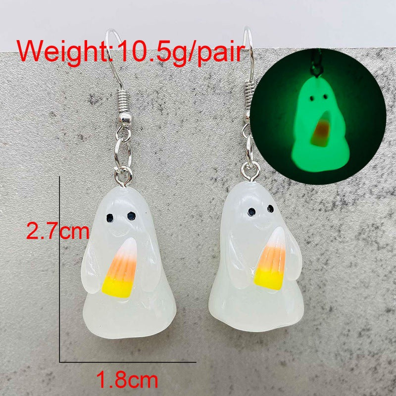 Wholesale  3D Glow Ghost Pumpkin Candy Earrings Fashion Accessory Gift