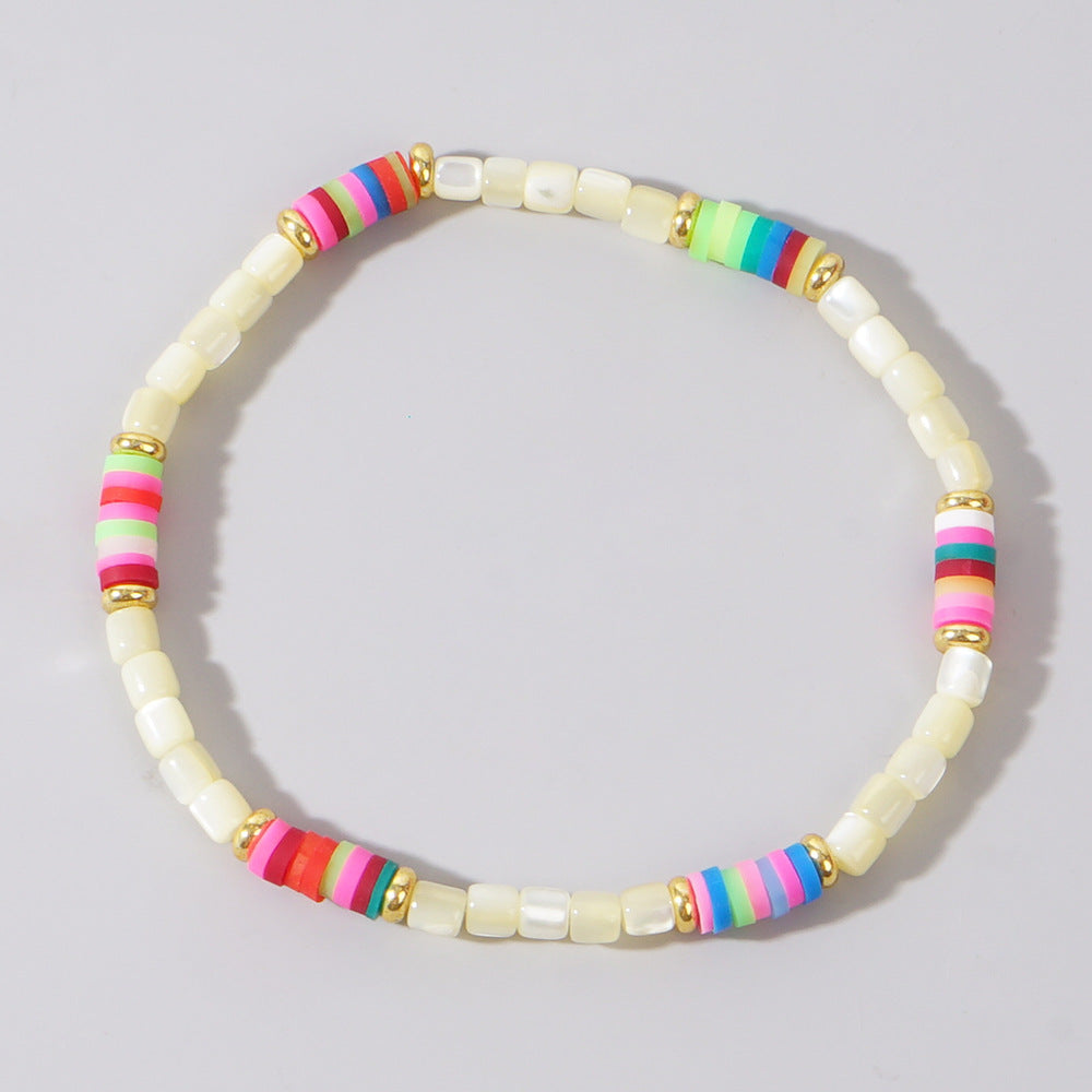 Bracelet de perle cylindrique perle coloré de glace colorée