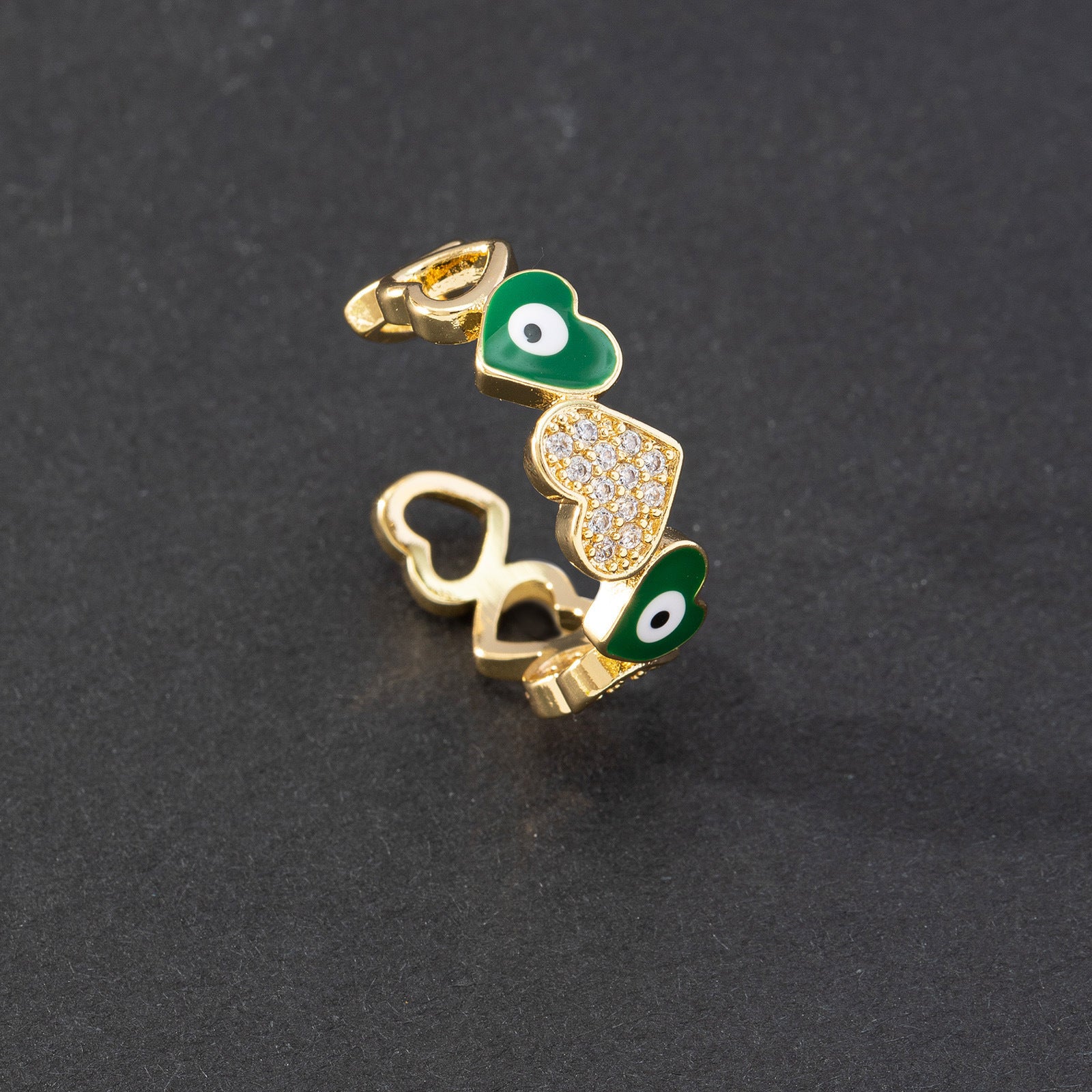 Wholesale Evil Eye Vintage Open Ring Copper Zircon Enamel Ring Fashion Jewelry Accessory For Everyday Wear