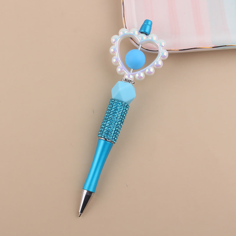 Wholesale  Diamond plastic love beaded pen  ballpoint pen color plastic pen