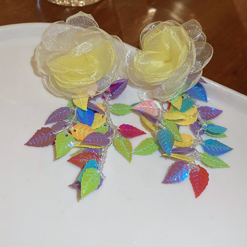 Wholesale Yellow Flower Earrings Exaggerated Stud Earrings Statemente Earrings Ear Studs ACC-ES-Huih001