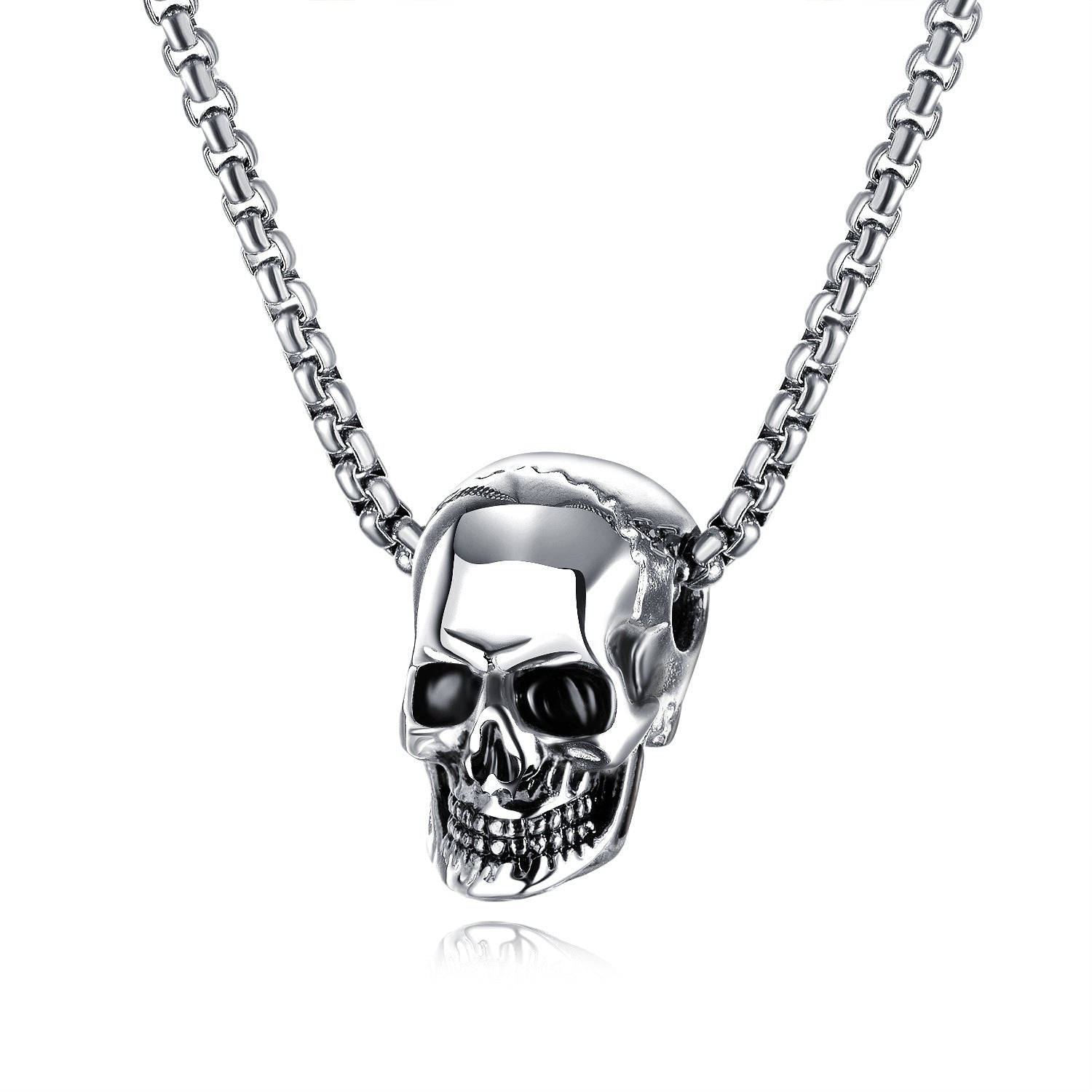 Wholesale titanium steel skull men's necklace