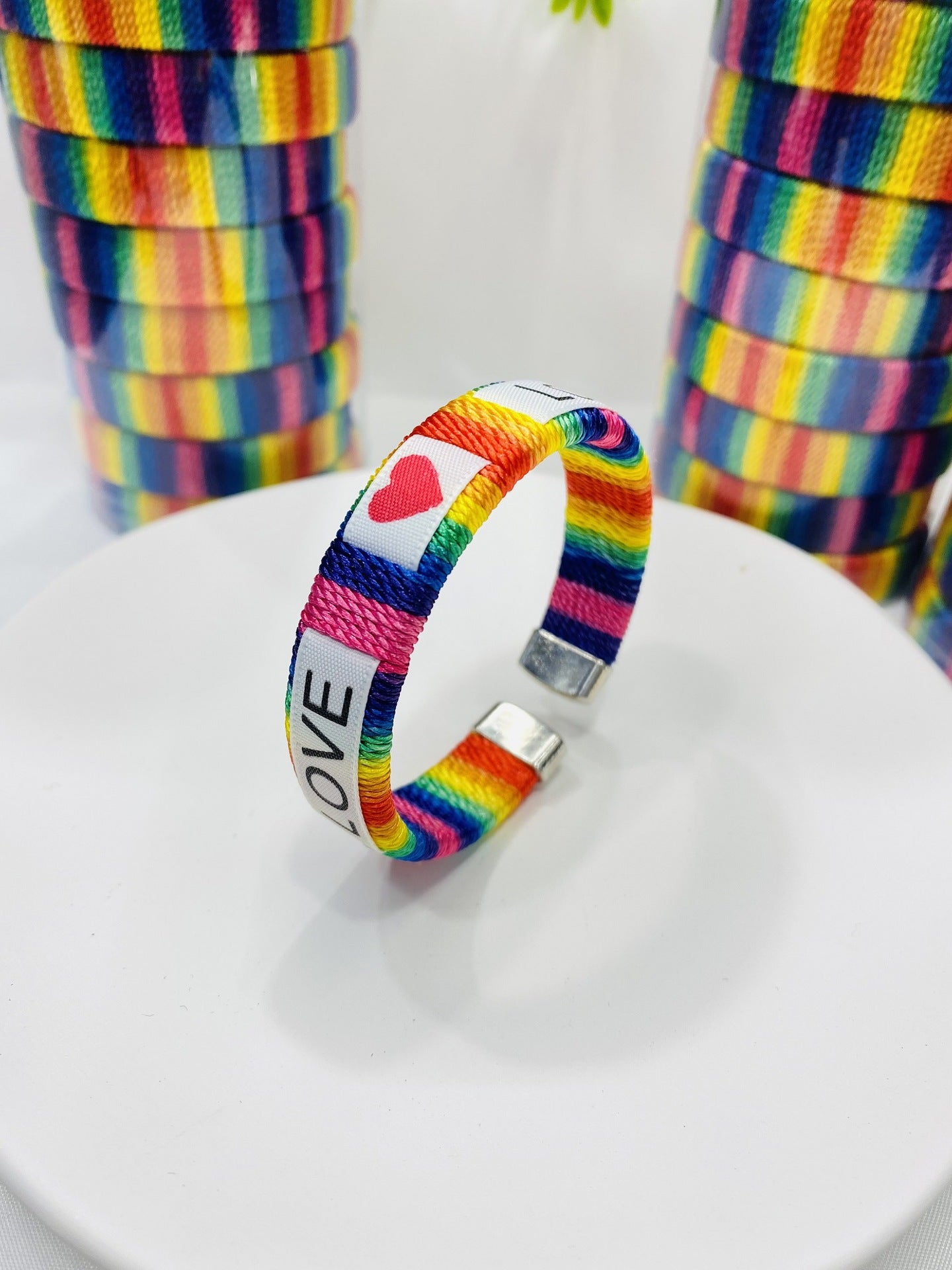 Wholesale LGBT Six Color Thread Braided Rainbow Bracelet LOVE Color Rope Heart Bracelets ACC-BT-Guangg004