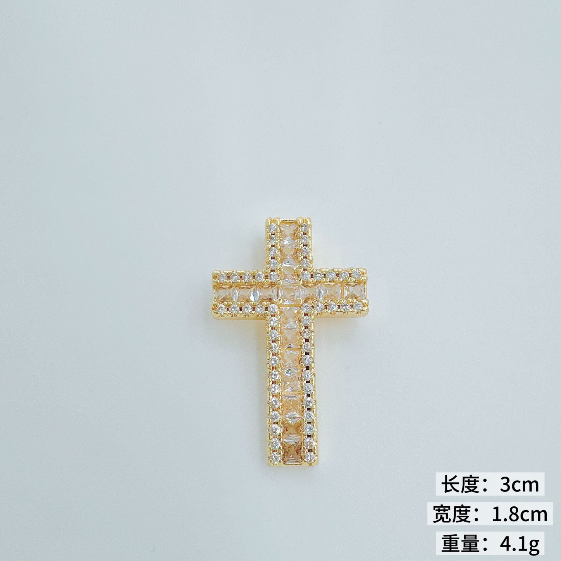 Wholesale Full Rhinestone Cross Pendant Necklace,  Copper Plated,  Fashion Jewelry Accessory for Gift or Boutique Resale