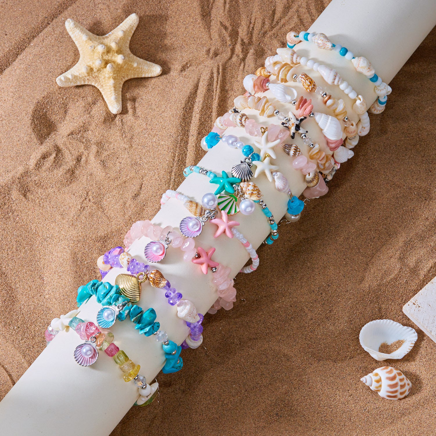 Wholesale  Gravel Starfish Shell Bracelet Bohemian Summer  Bracelet