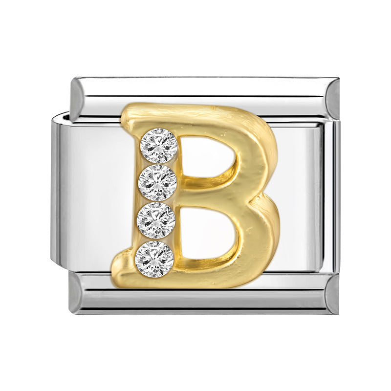 Wholesale 9mm Italian Charm Starter Bracelets DIY Letter Series Stainless Steel Composable Bracelet