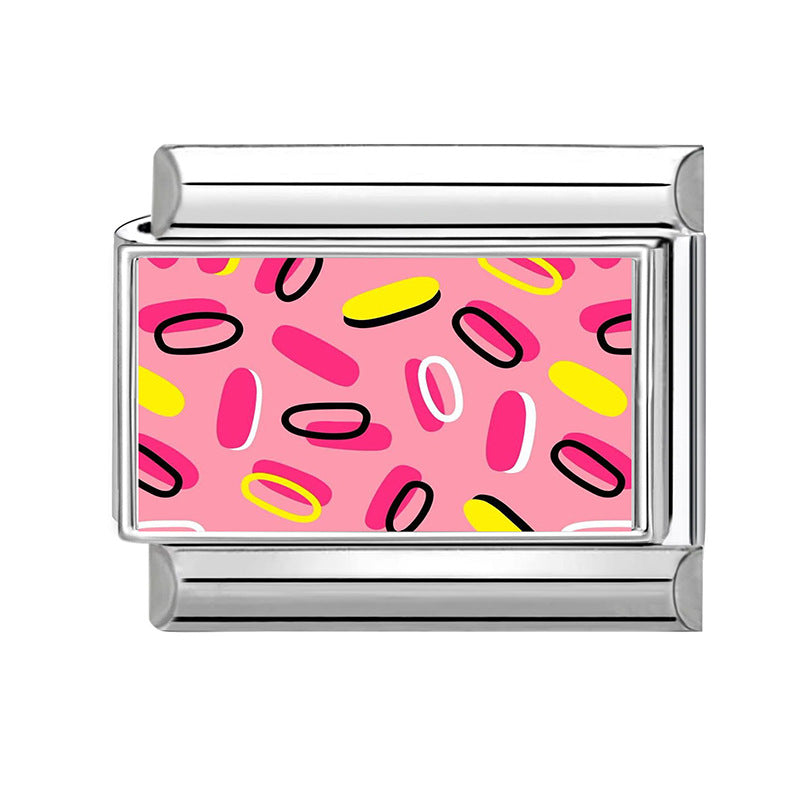 Wholesale Pink series flower  DIY  Single Section Creative Stainless Steel Composable Bracelet