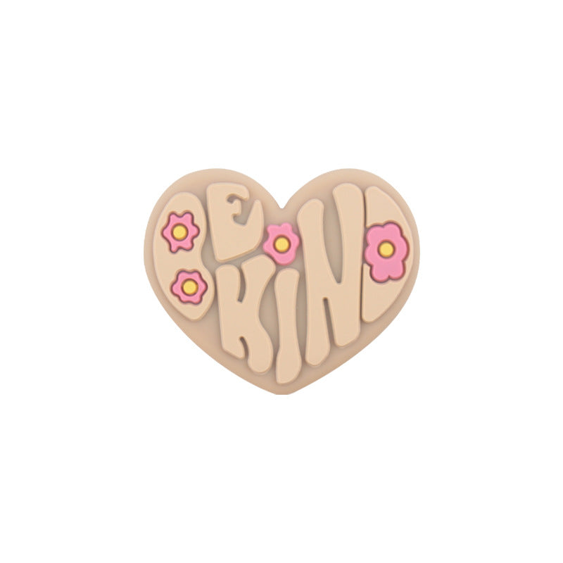 Wholesale 10pcs Heart-shaped BE KIND Silicone Beads ACC-BDS-GuangTian012