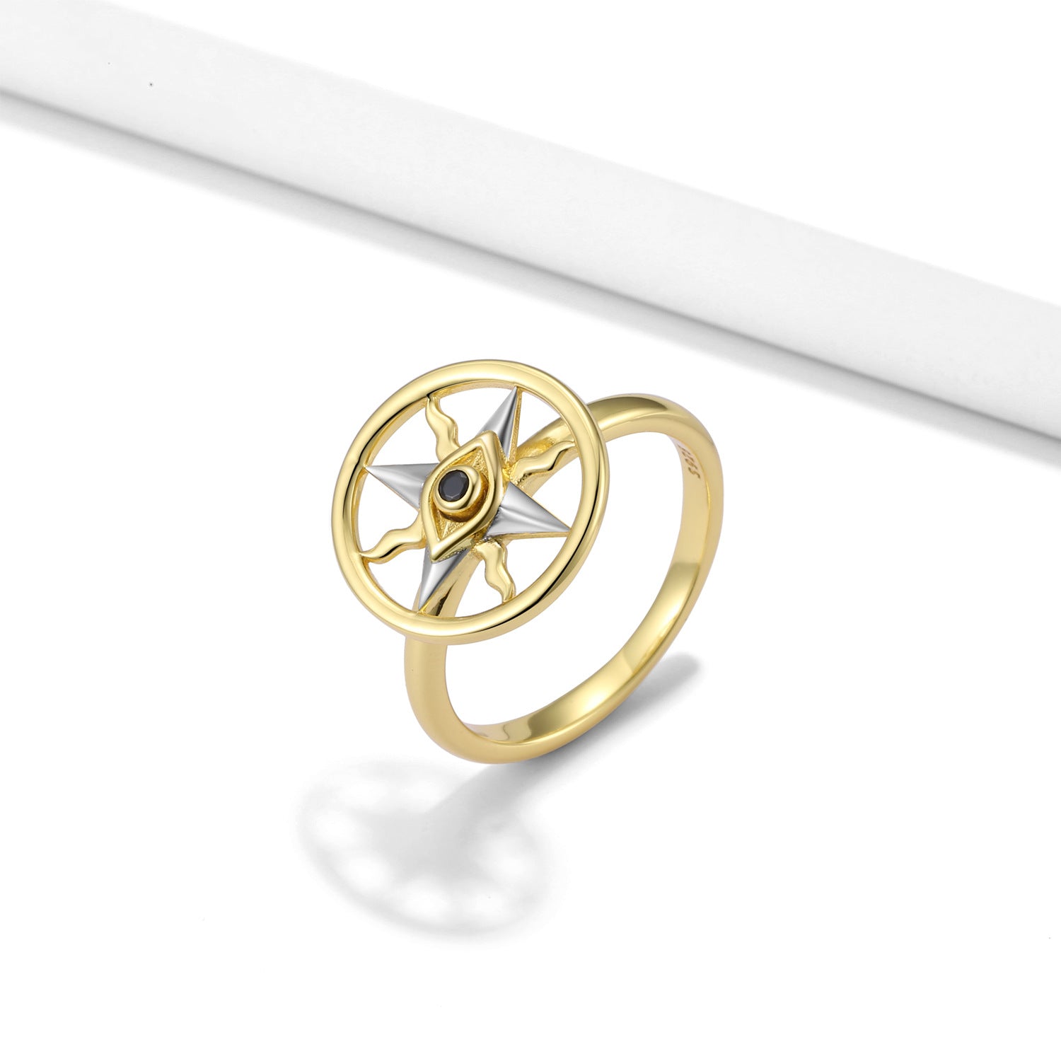 Wholesale Demon Eye Spin Ring S925 Sterling Silver Gold Plated Rings ACC-RS-MC014