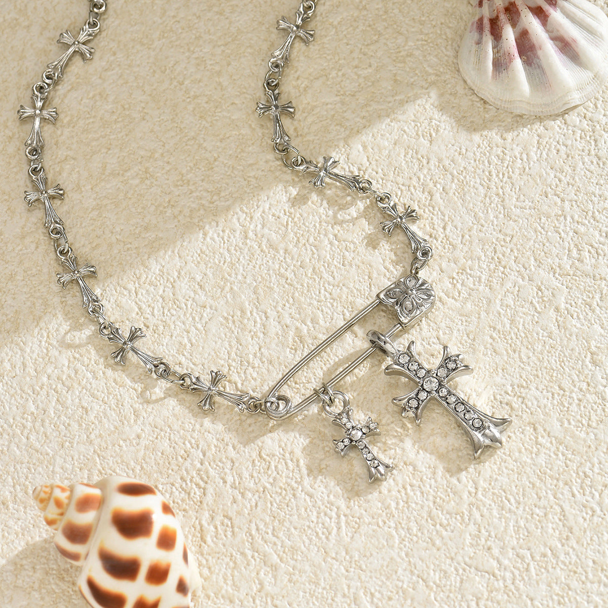 Wholesale Chic Cross Pendant Necklace Alloy Jewelry Accessory for Boutique Resale