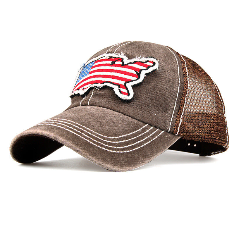 Wholesale American Flag Padded Embroidered Mesh Baseball Cap