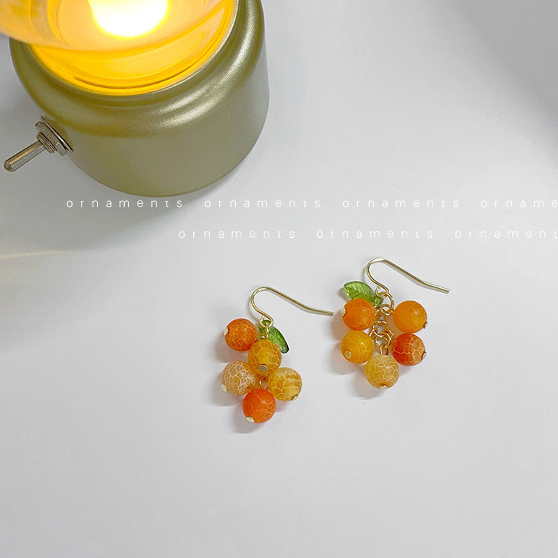 Wholesale big orange fruit girl earrings