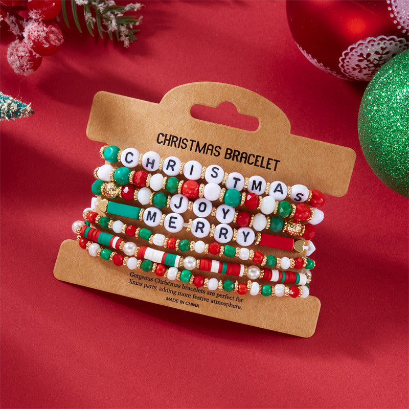 Wholesale Christmas soft ceramic multi-layer cartoon  bell bracelet