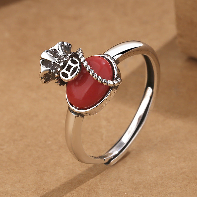 Wholesale Vintage Oxidized Copper Money Bag Ring Adjustable Open Finger Ring Fashion Accessory Gift